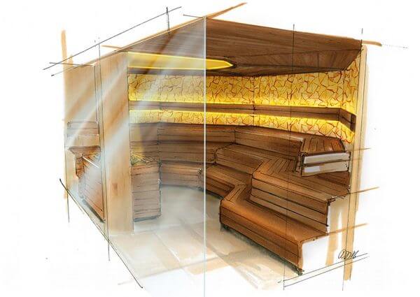 Designentwurf Sauna für Badria / Wasserburg am Inn